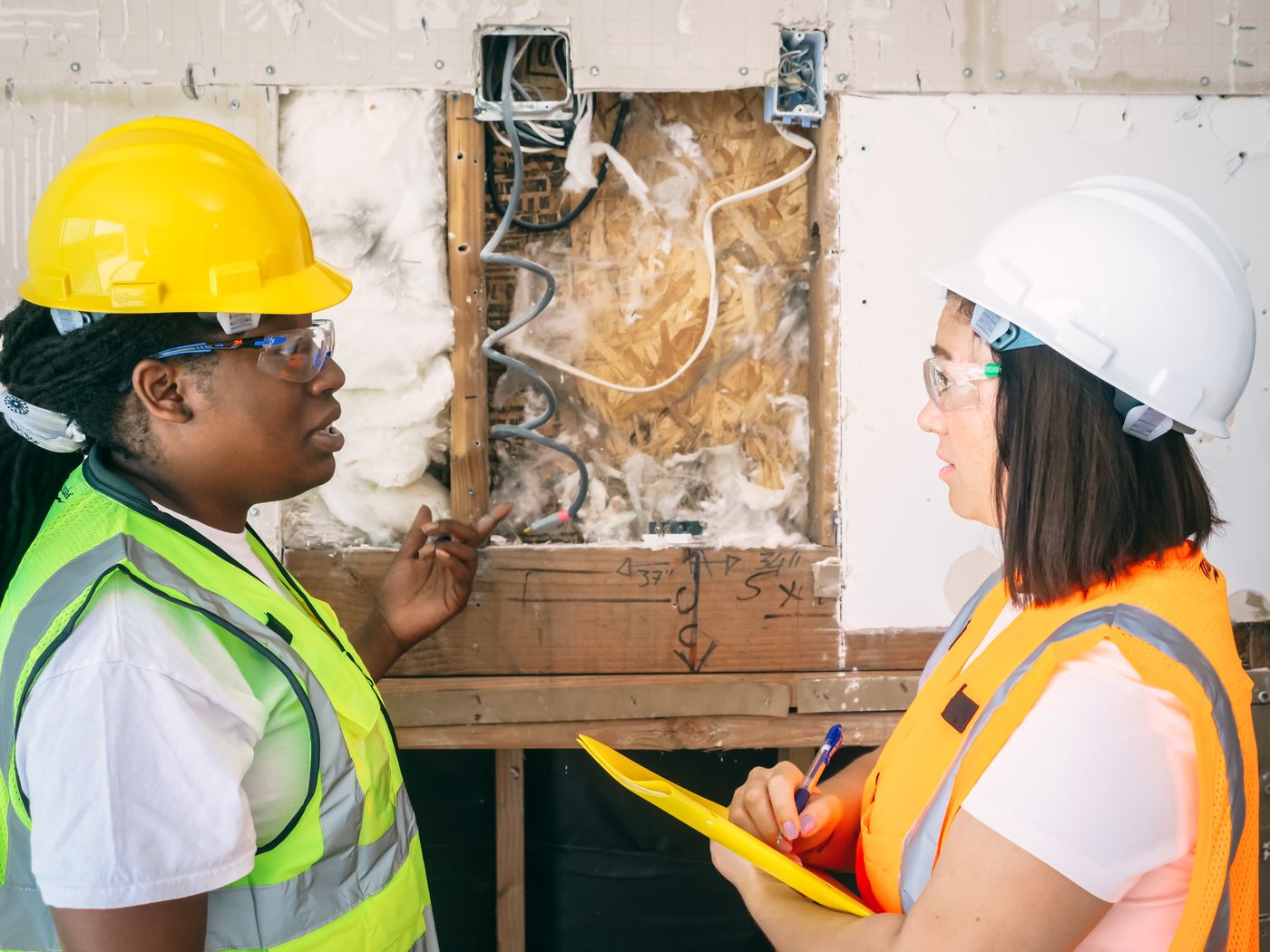 Ingenieras de CL inspeccionando una obra en proceso